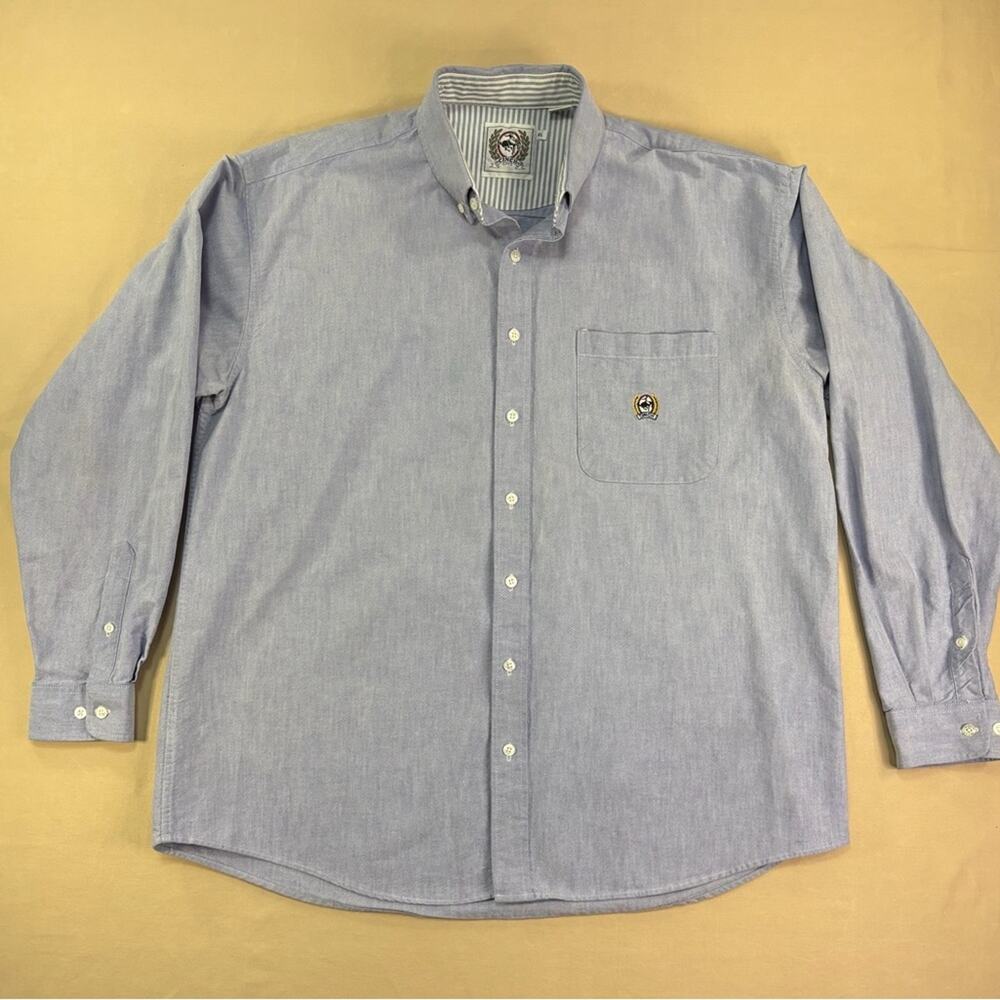 Cinch Men's Light Blue Long Sleeve Cotton Button-Down Shirt Size XL